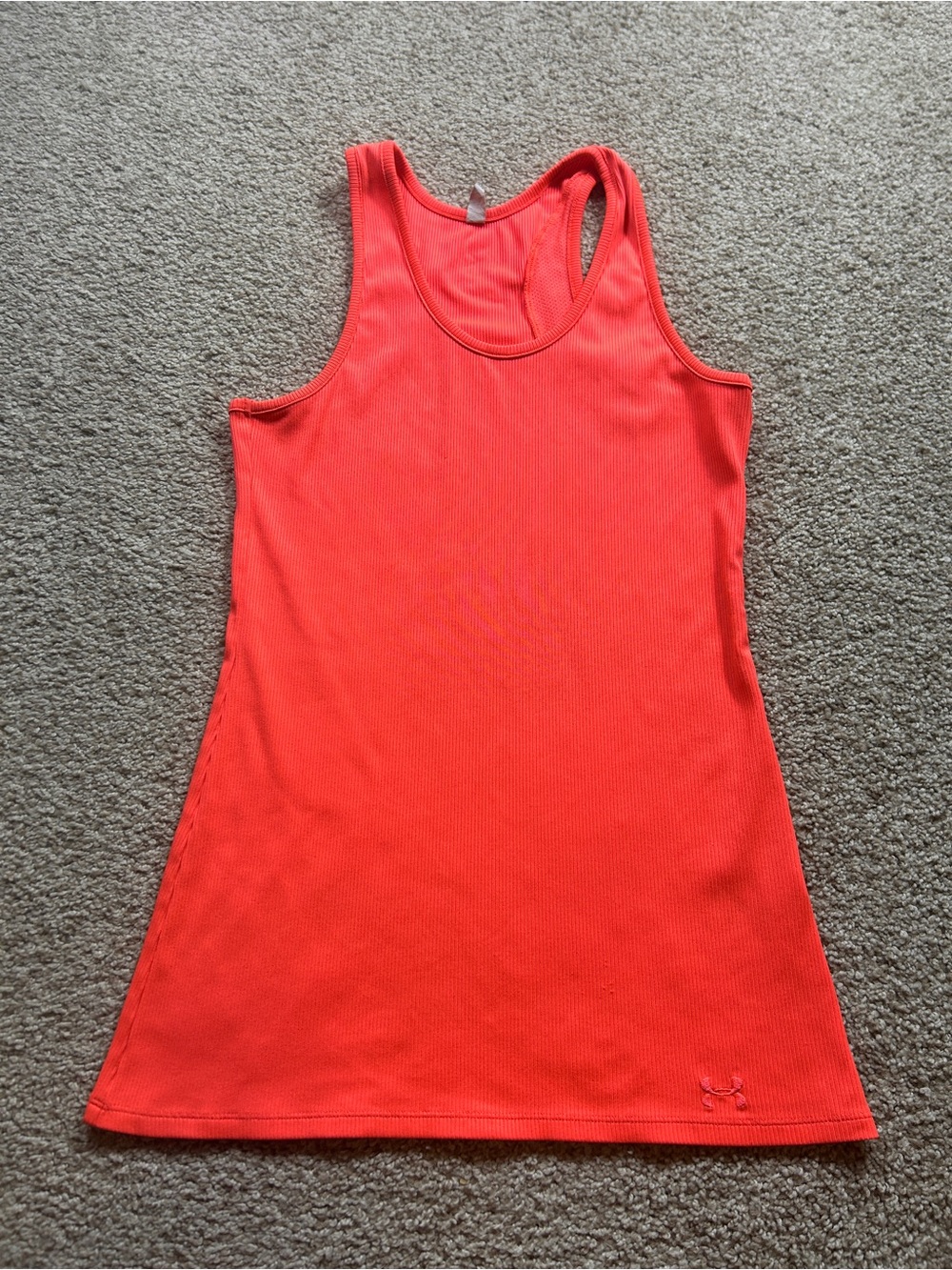 Under Armour Women's Orange Racerback Tank Top HeatGear Ribbed Size Med